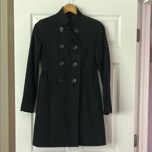 Banana Republic Black Pea Coat Structured Wool Blend